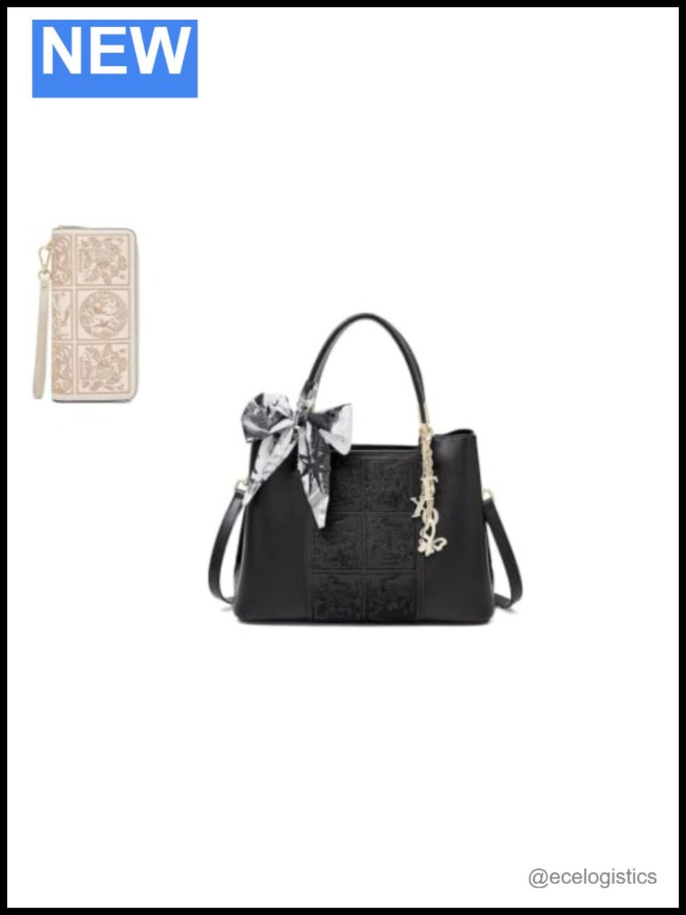 Leather Tote Handbag with Matching Wallet for Women